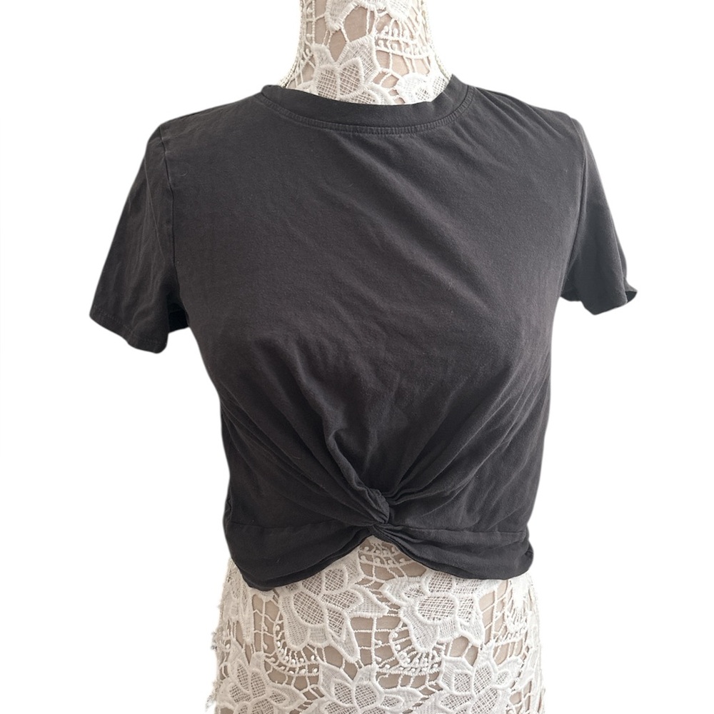 For The Republic Black Twist Front Tee